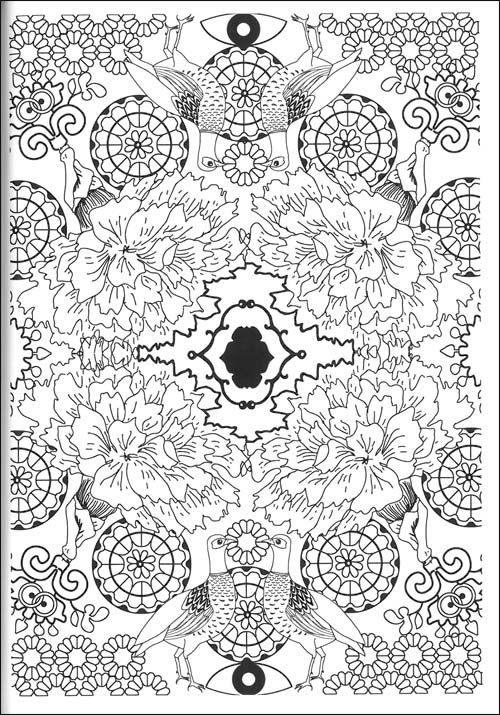 Coloriage d'un motif floral stylisé avec des formes géométriques Coloriage d'un motif floral stylisé avec des formes géométriques