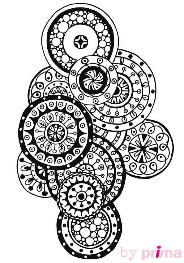 Coloriage d'un mandala floral avec motifs géométriques Coloriage d'un mandala floral avec motifs géométriques
