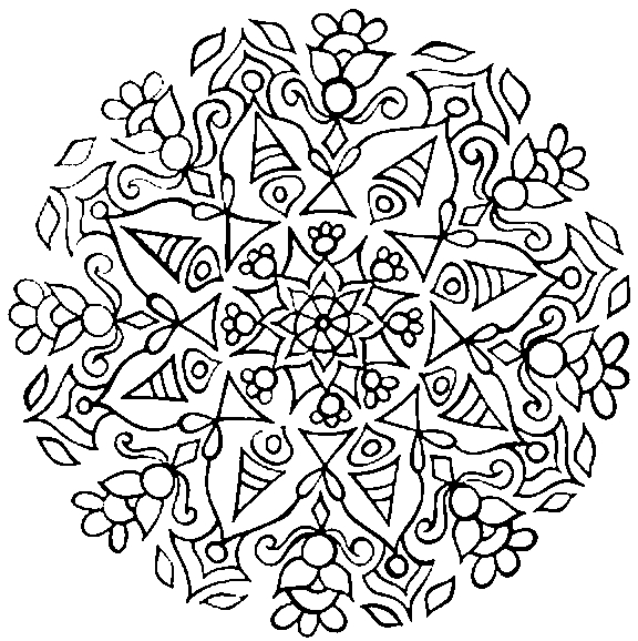 Coloriage d'un mandala floral complexe avec motifs variés Coloriage d'un mandala floral complexe avec motifs variés