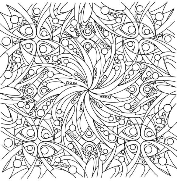 Coloriage d'un motif floral complexe avec des formes géométriques Coloriage d'un motif floral complexe avec des formes géométriques