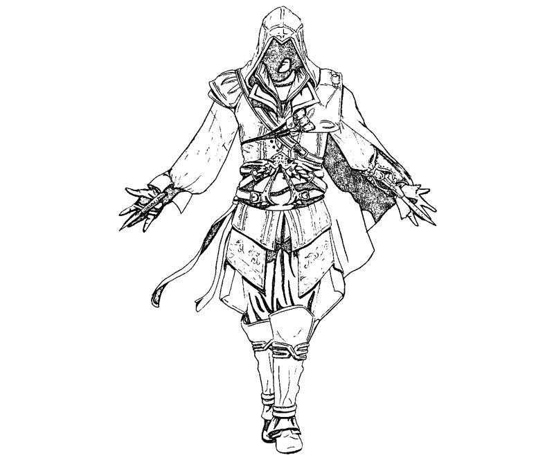 Coloriage d'un personnage d'Assassin's Creed en pleine action