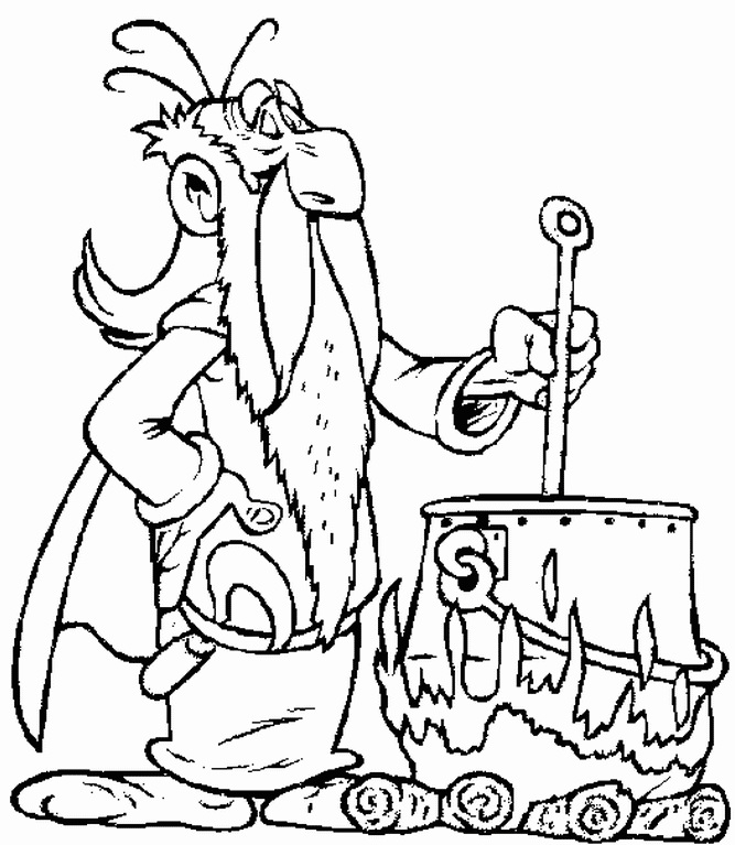 Coloriage d'Astérix et Obélix partageant un moment de camaraderie en plein air