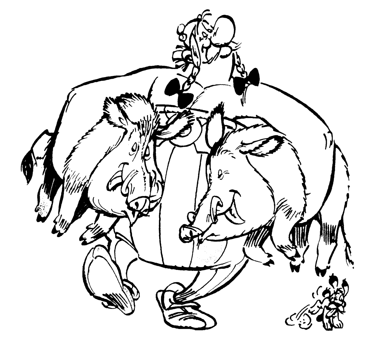 Asterix et Obelix se battent contre des Romains dans la forêt