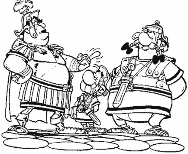 Asterix et Obelix se battent contre des romains dans un village gaulois
