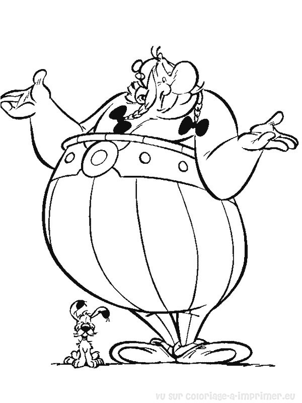 Astérix et Obélix dégustant un banquet dans un décor gaulois