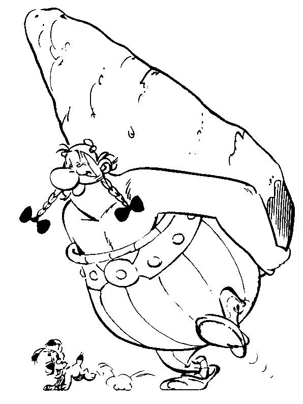 Asterix et Obelix se battent contre des Romains dans un décor gaulois