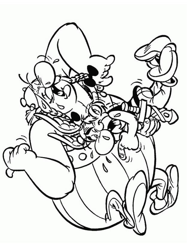 Asterix et Obelix se battent contre des romains au bord d’un village gaulois