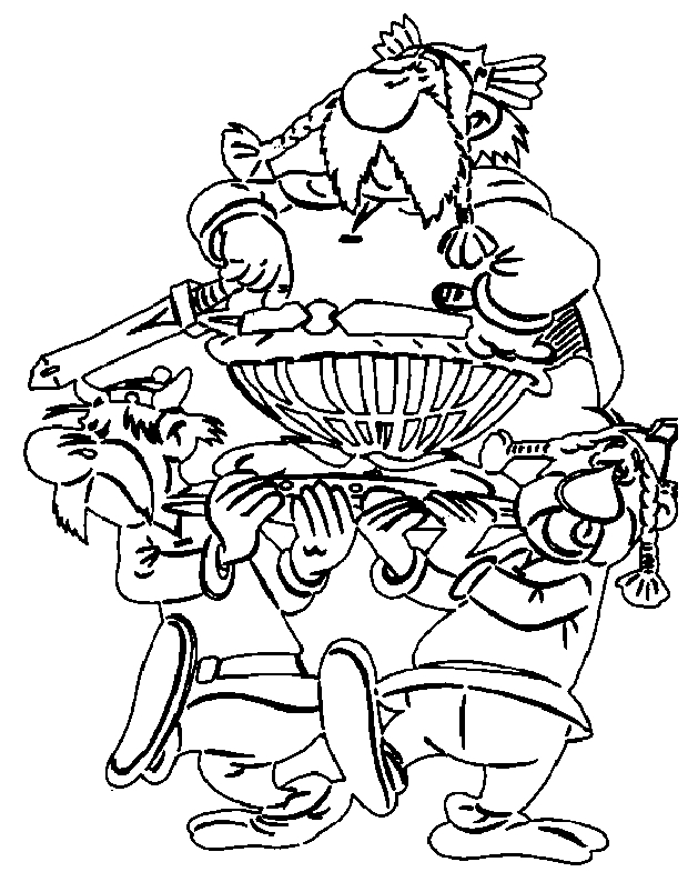 Asterix et Obelix en pleine dégustation de sangliers