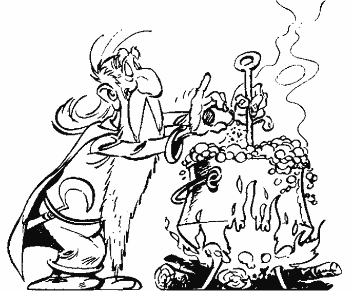 Asterix et Obelix en pleine aventure avec leur sanglier dans un décor gaulois