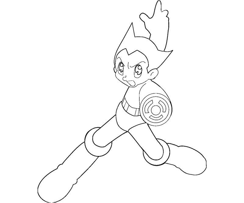 Astroboy en pleine action sur fond urbain