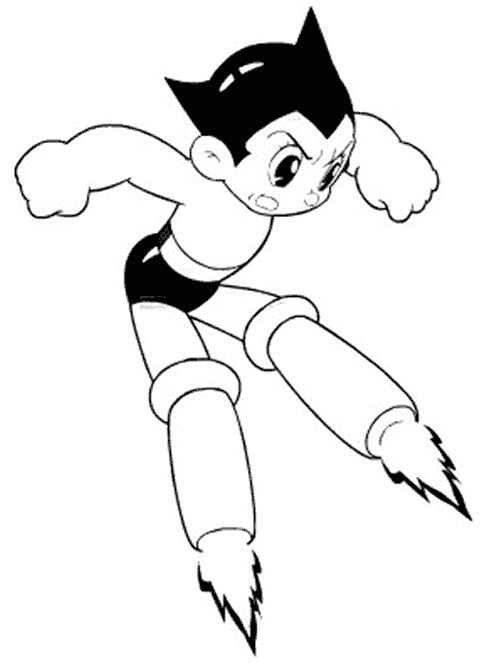 Astroboy en pleine action dans un décor futuriste