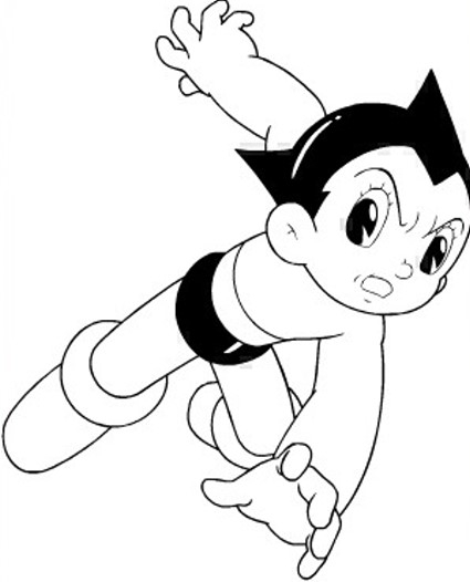 Astroboy en pleine action dans un décor futuriste