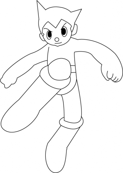 Astroboy en pleine action dans un décor futuriste