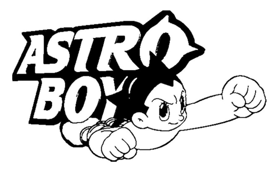 Astroboy en action dans un paysage futuriste