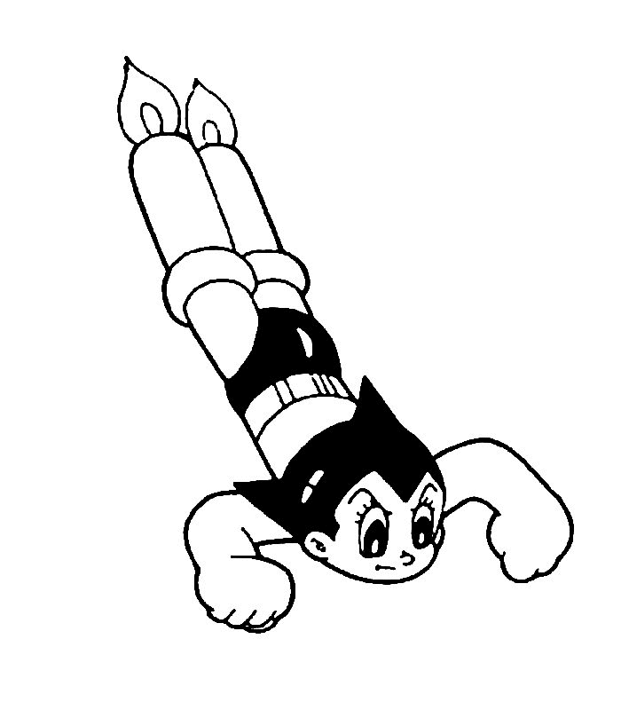 Astroboy en pleine action dans un paysage futuriste