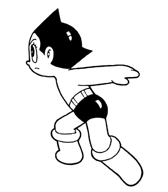 Astroboy en pleine action dans un décor futuriste