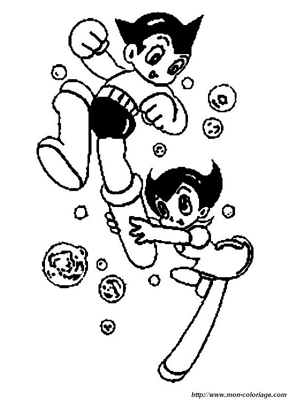 Astroboy en pleine action avec un décor futuriste