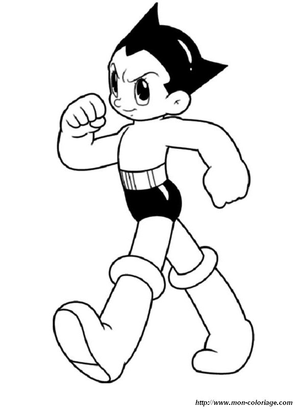 Astroboy en pleine action dans un décor futuriste