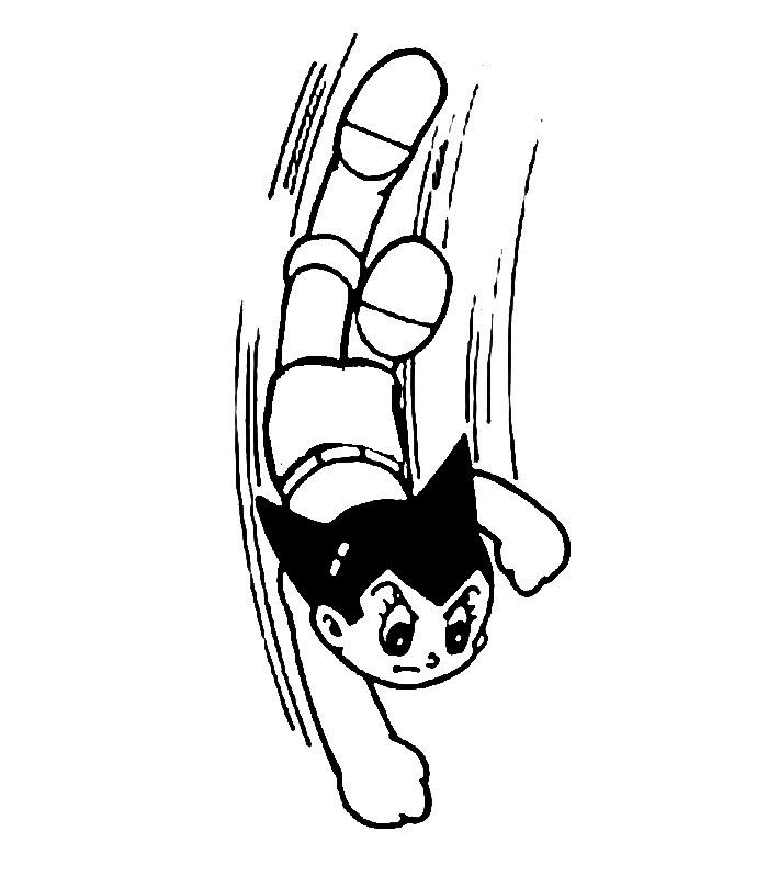 Astroboy en pleine action sur un fond futuriste