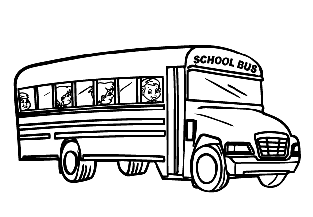 Coloriage d'un autobus sur la route avec un paysage en arrière-plan
