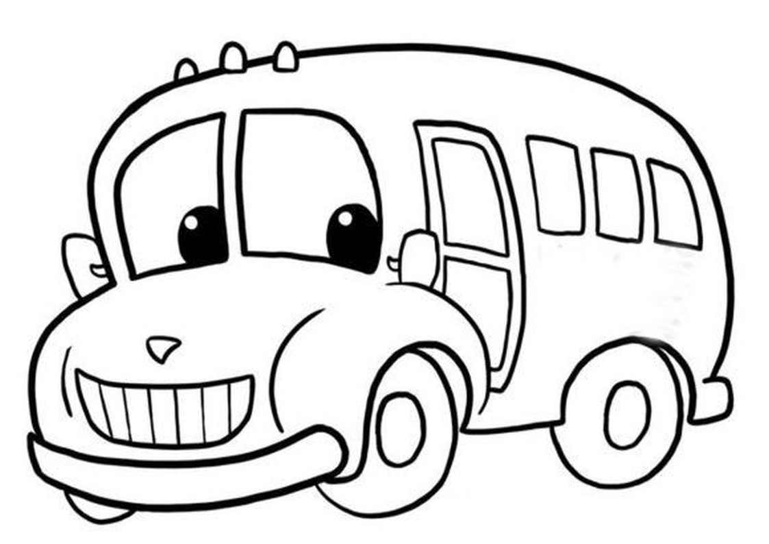 Coloriage d'un autobus et son environnement sur la route
