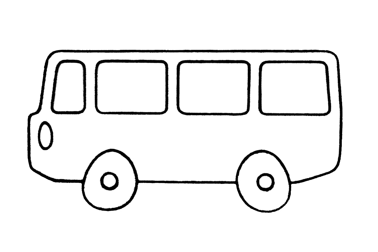 Coloriage d'un autobus sur une route avec des arbres en arrière-plan
