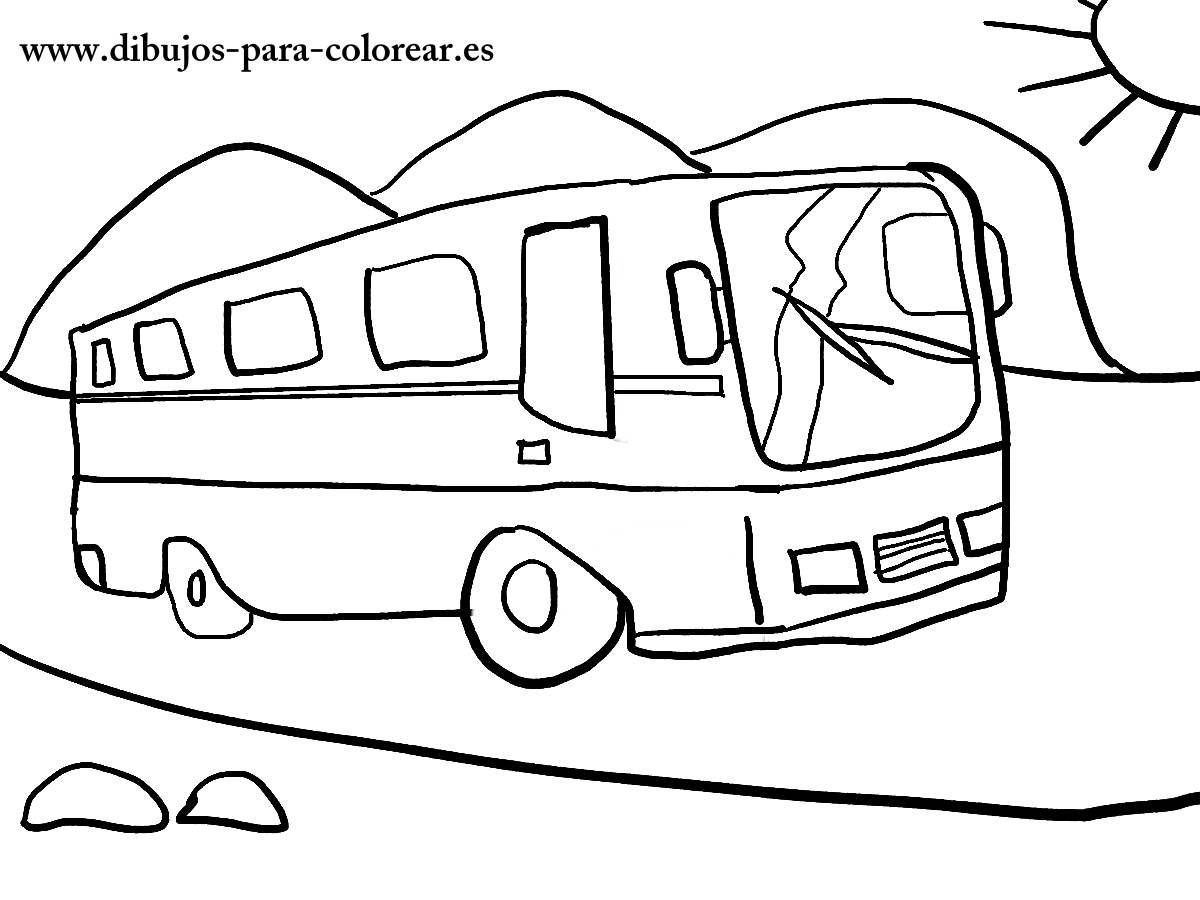 Coloriage d'un autobus en pleine route