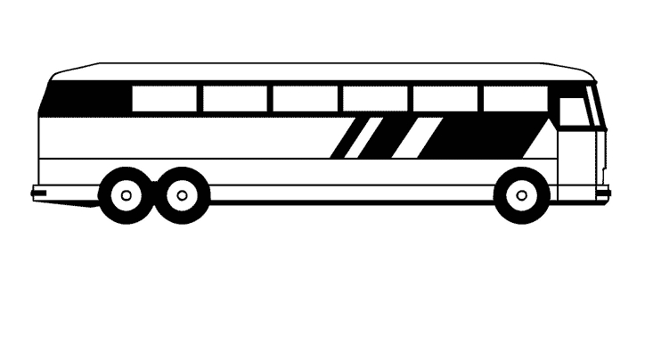 Coloriage d'un autobus sur la route en pleine nature