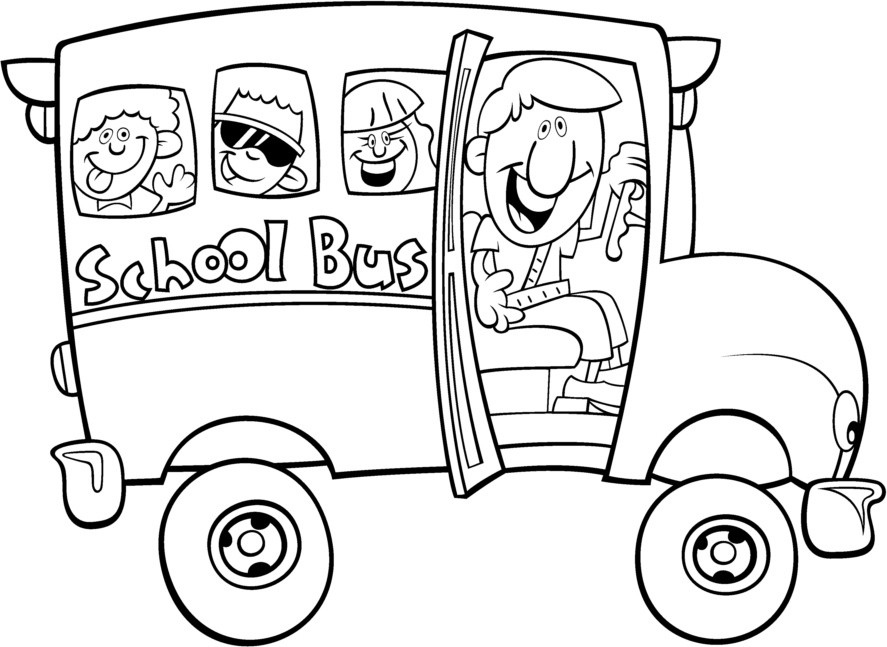 Coloriage d'un autobus autocar sur une route