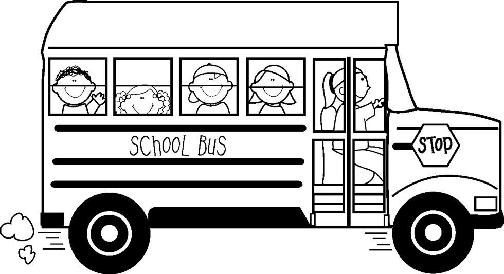 Coloriage d’un autobus sur une route entourée de verdure