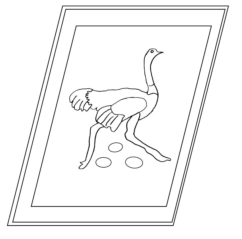 Coloriage d'une autruche dans son habitat naturel