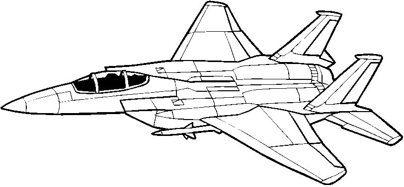 Coloriage d'un avion militaire survolant un paysage