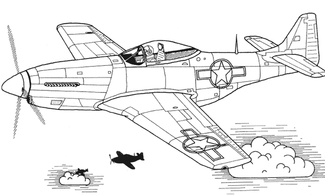 Coloriage d'un avion militaire en vol avec un paysage en arrière-plan
