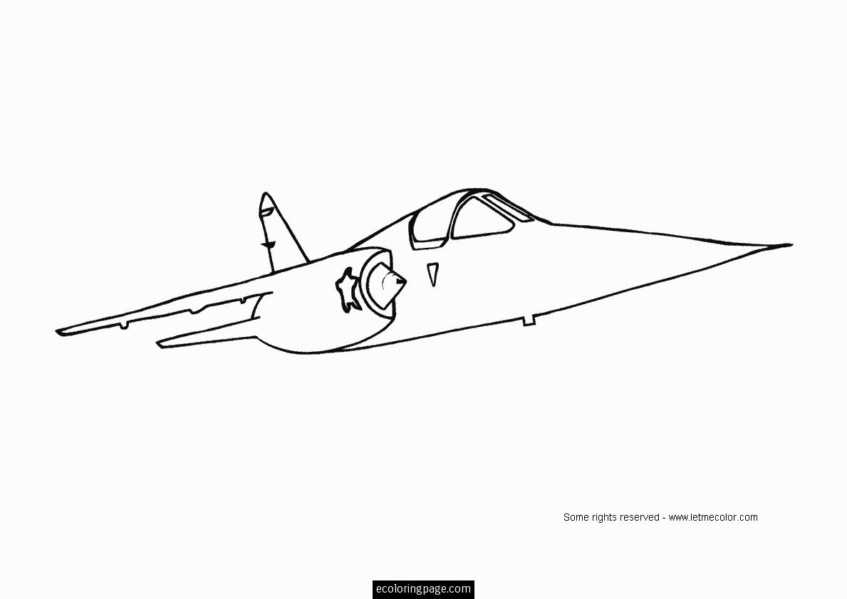 Coloriage d'un avion militaire en plein vol
