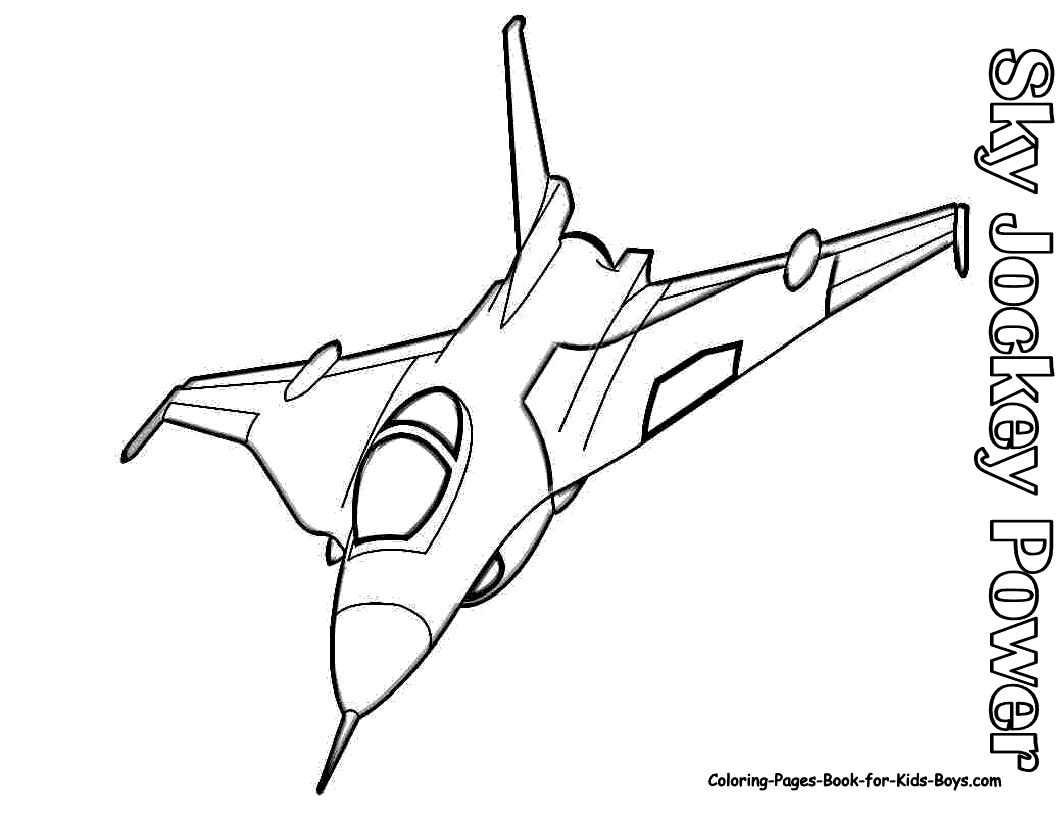 Coloriage d'un avion militaire en vol au-dessus d'un paysage