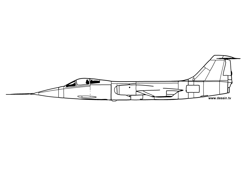 Coloriage d'un avion militaire survolant un paysage