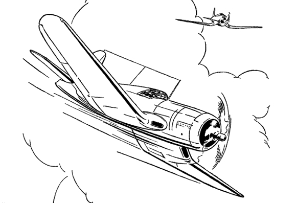 Coloriage d'un avion militaire survolant un paysage