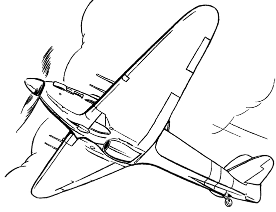 Coloriage d'un avion militaire survolant un paysage