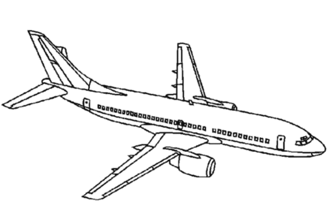 Coloriage d'un avion survolant des nuages