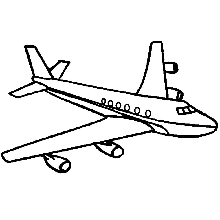 Coloriage d'un avion en plein vol au-dessus des nuages