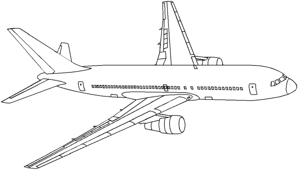 Coloriage d'un avion en vol avec des nuages