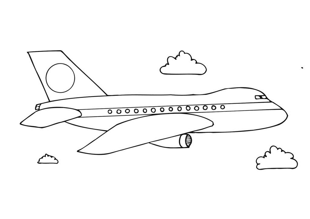 Coloriage d'un avion survolant des nuages