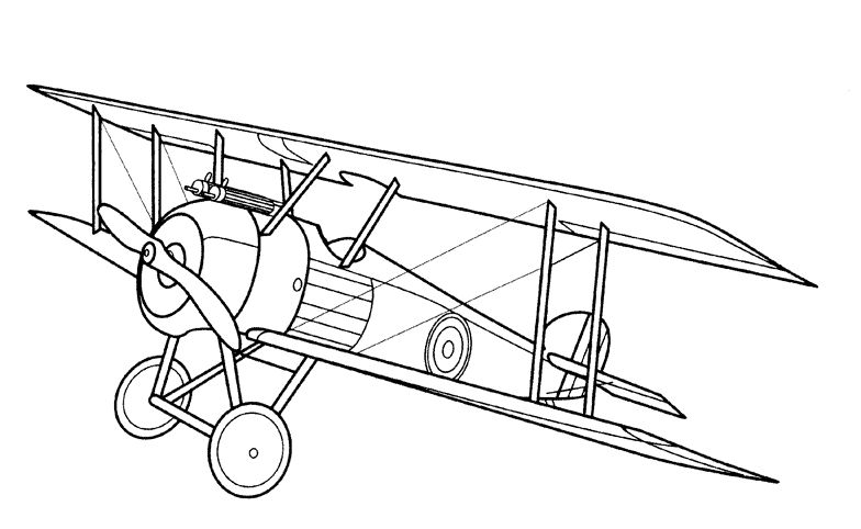 Coloriage d'un avion en vol sur un fond nuageux
