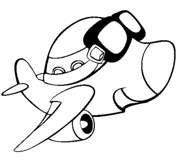 Coloriage d'un avion en plein vol au-dessus des nuages