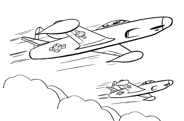 Coloriage d'un avion survolant des nuages