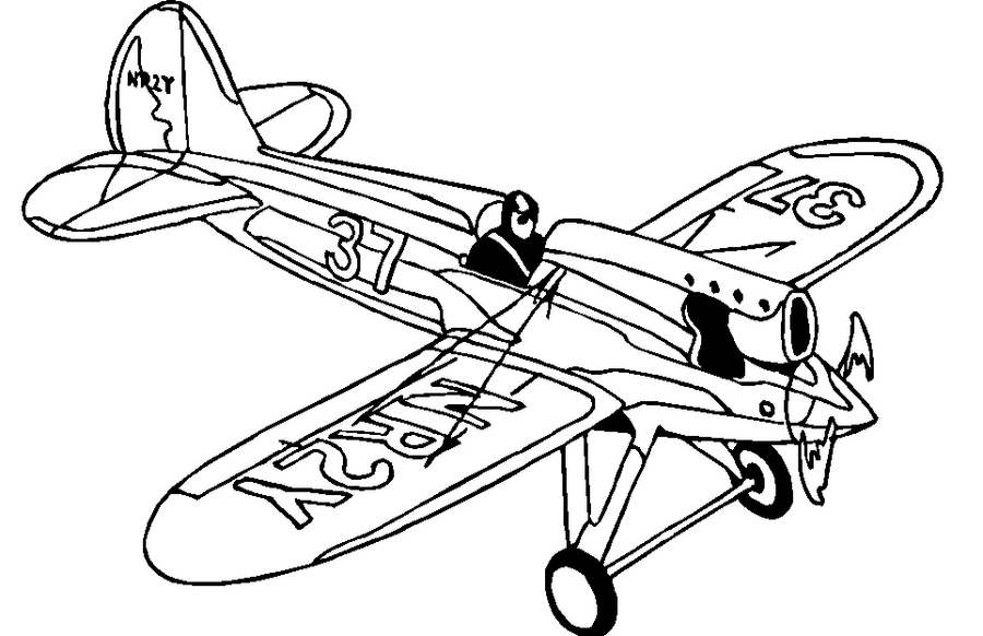 Coloriage d'un avion survolant des nuages