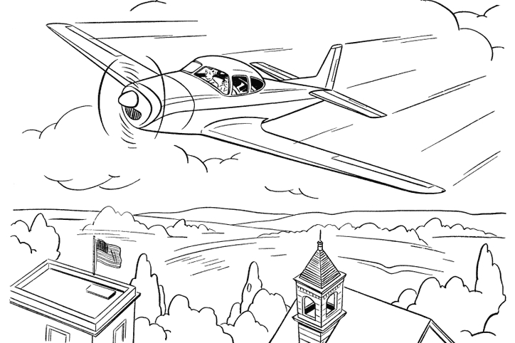 Un avion survolant un paysage serein