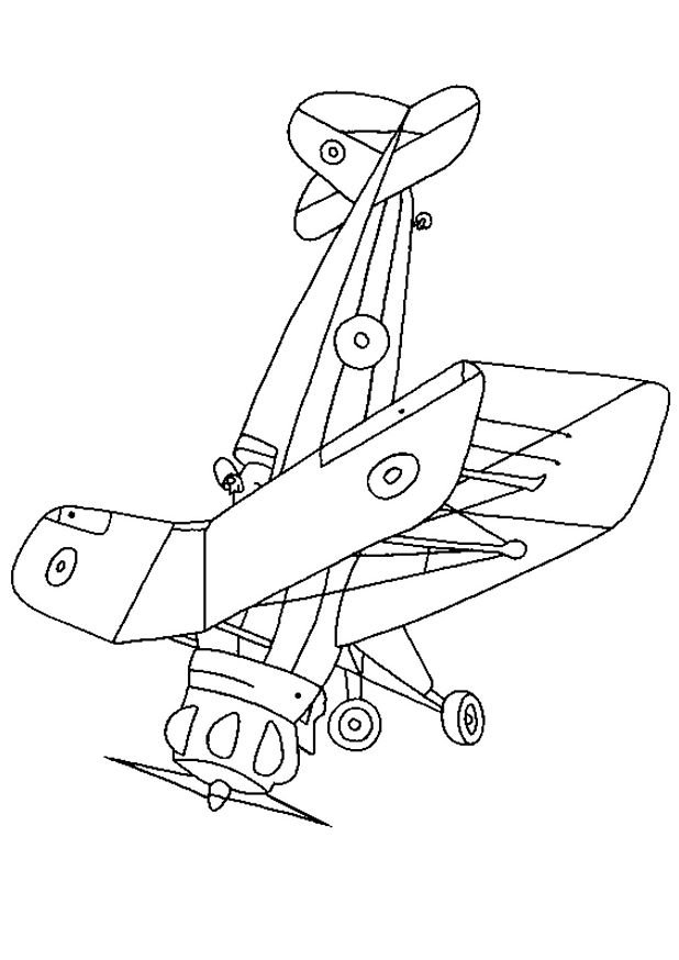 Coloriage d'un avion en plein vol au-dessus des nuages