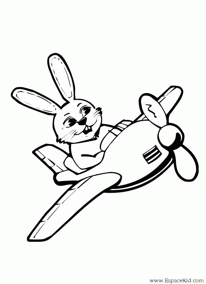 Coloriage d'un avion survolant des nuages
