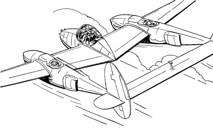 Coloriage d'un avion en plein vol au-dessus des nuages